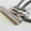 HERMES Bracelet 'Skipper' Model in Sterling Silver Ag925 and Gray Silk Thread