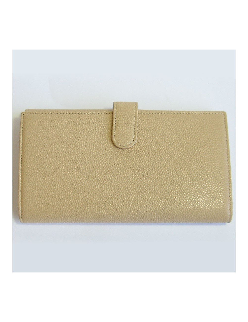 Portefeuille CHANEL cuir grainé beige