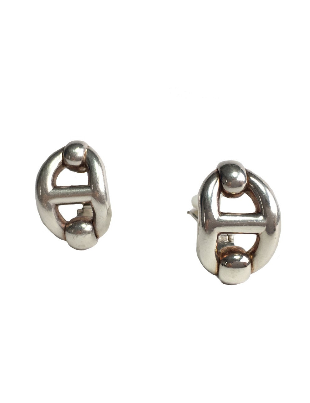 HERMES clip-on earrings in sterling silver