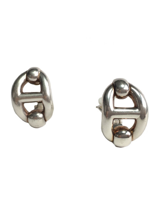 HERMES clip-on earrings in sterling silver