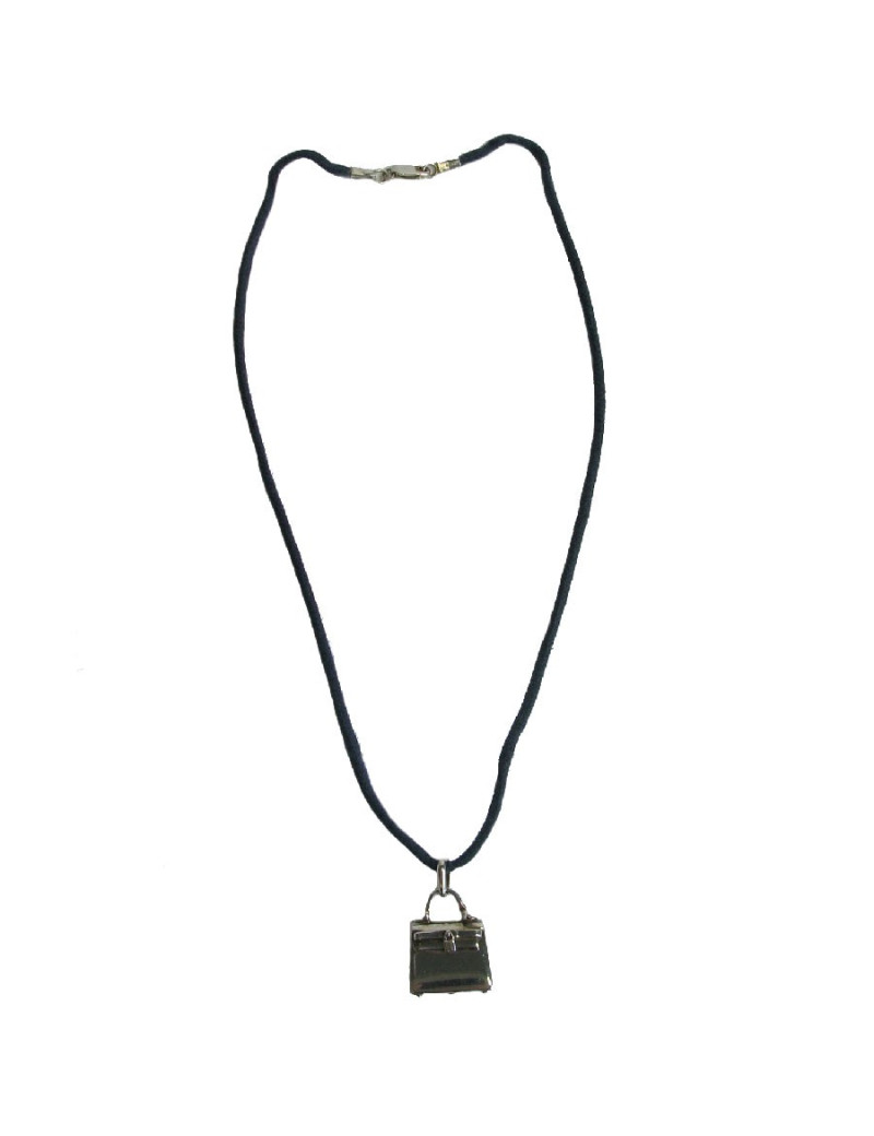 HERMES  'Kelly bag' amulet pendant in sterling silver