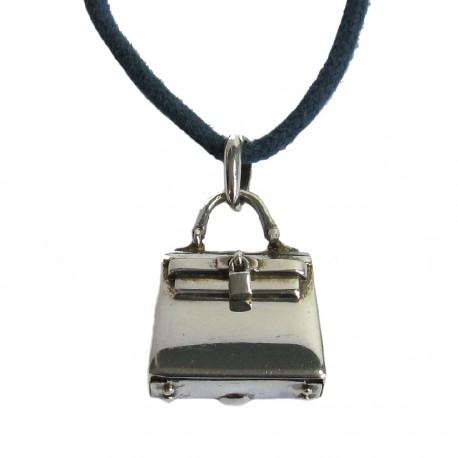 HERMES 'Kelly bag' amulet pendant in sterling silver
