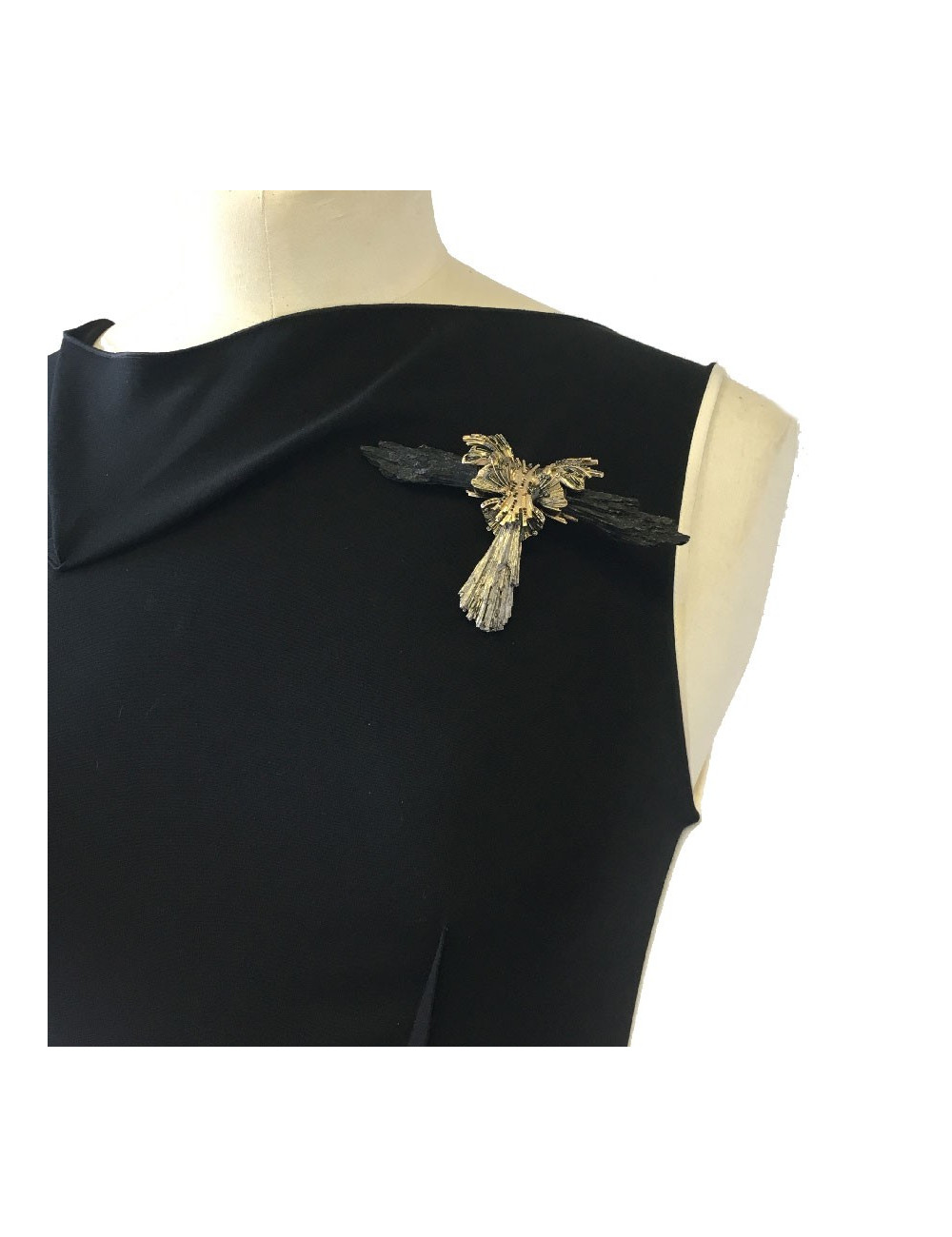 CHANEL 'Paris-Byzance' brooch in gold, silver and black metal