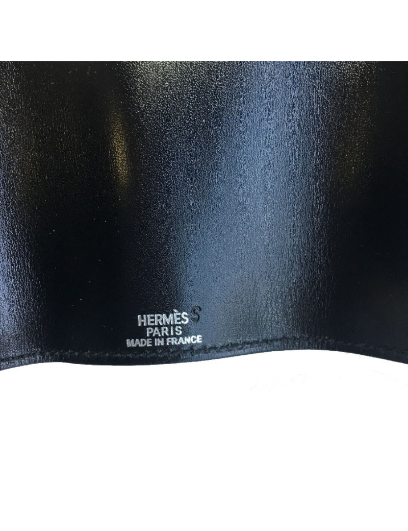 Porte-clefs HERMES en cuir box noir