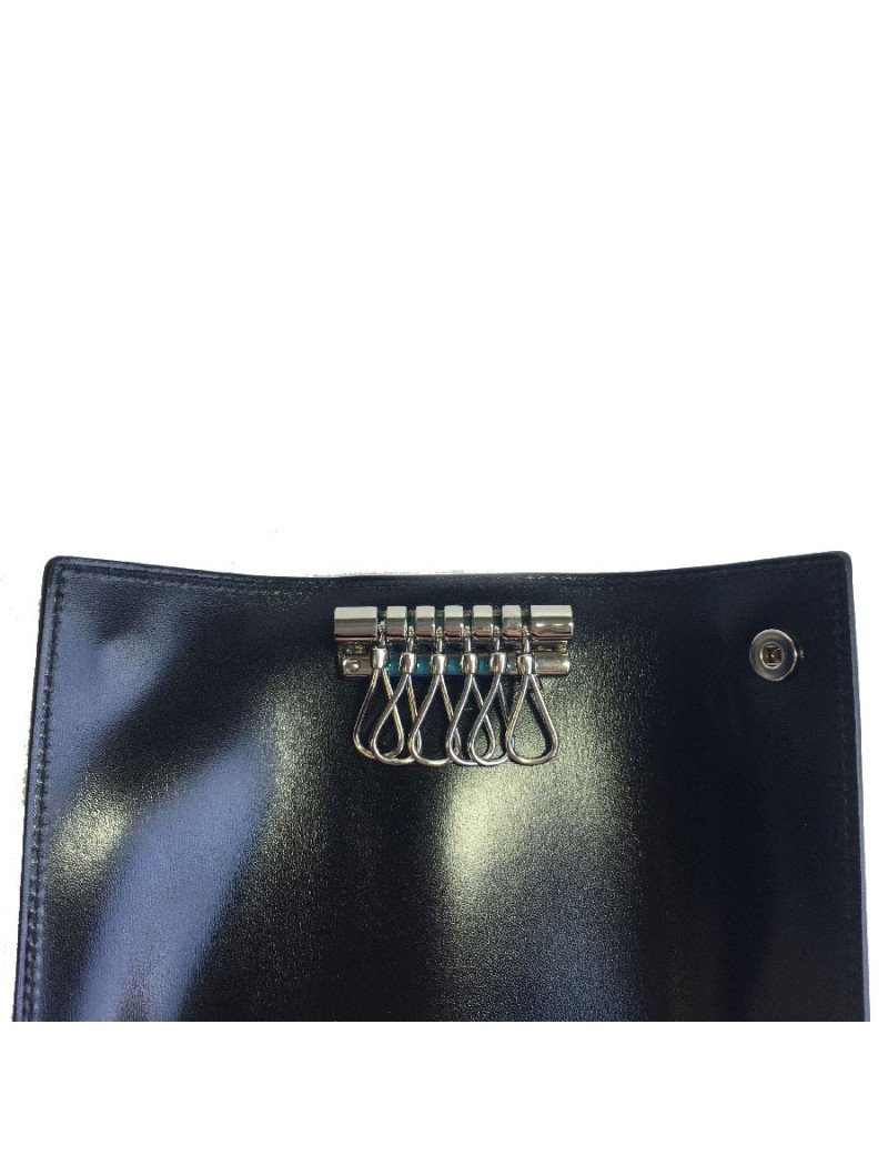 HERMES Key holder in black box leather