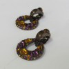 Boucles d'oreille clips YSL YVES SAINT LAURENT Vintage bronze et pierres colorées