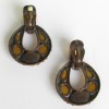 Boucles d'oreille clips YSL YVES SAINT LAURENT Vintage bronze et pierres colorées