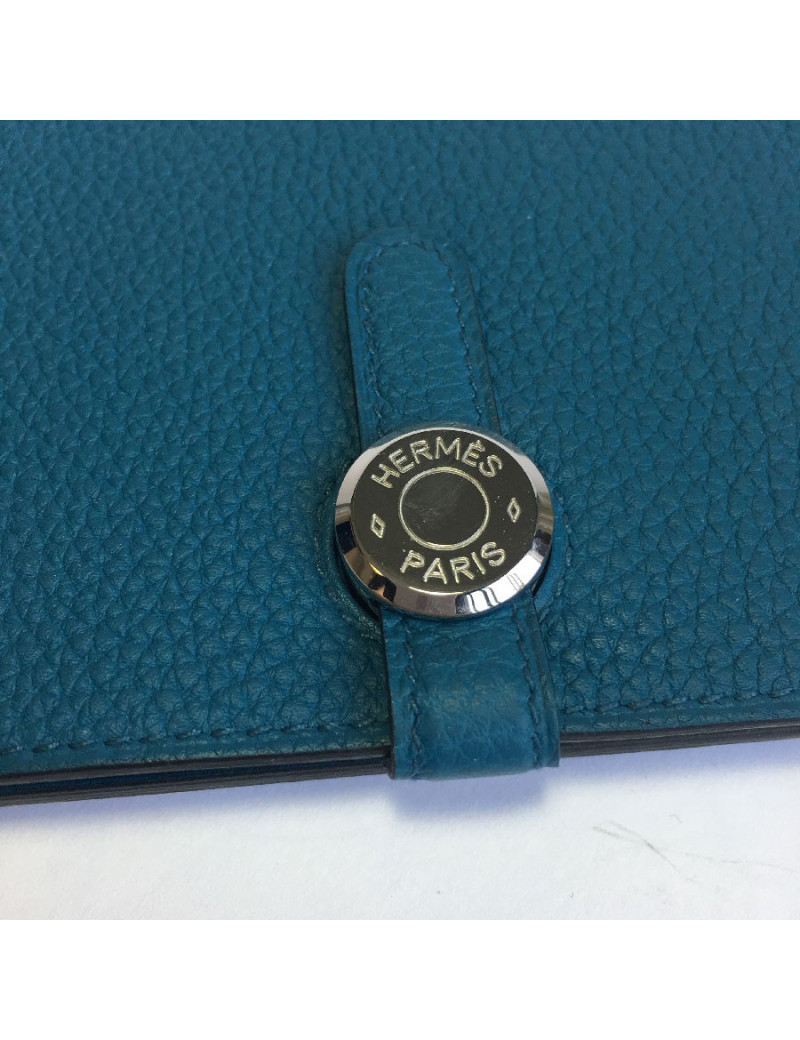 Portefeuille Dogon Duo HERMES en cuir togo colvert