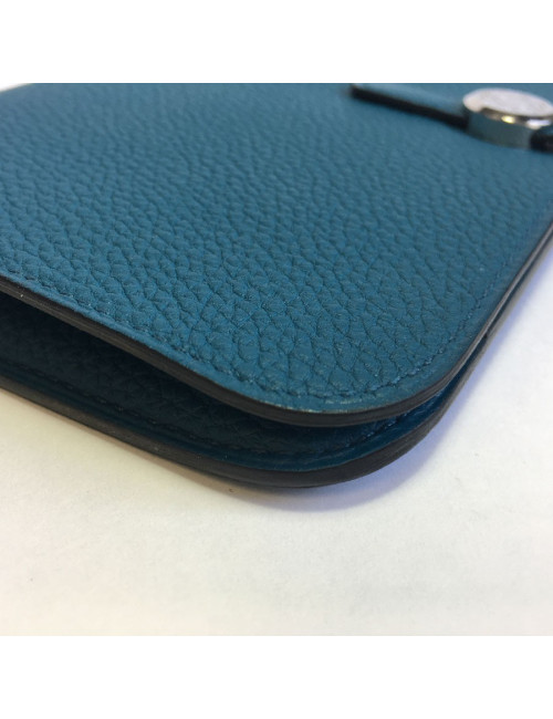 Portefeuille Dogon Duo HERMES en cuir togo colvert