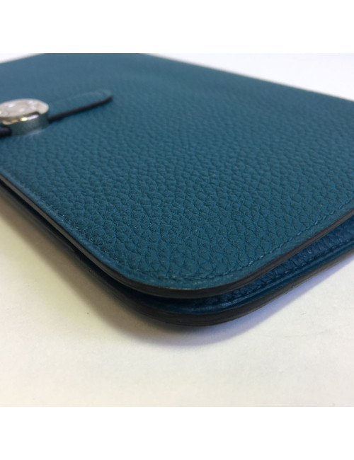 Portefeuille Dogon Duo HERMES en cuir togo colvert