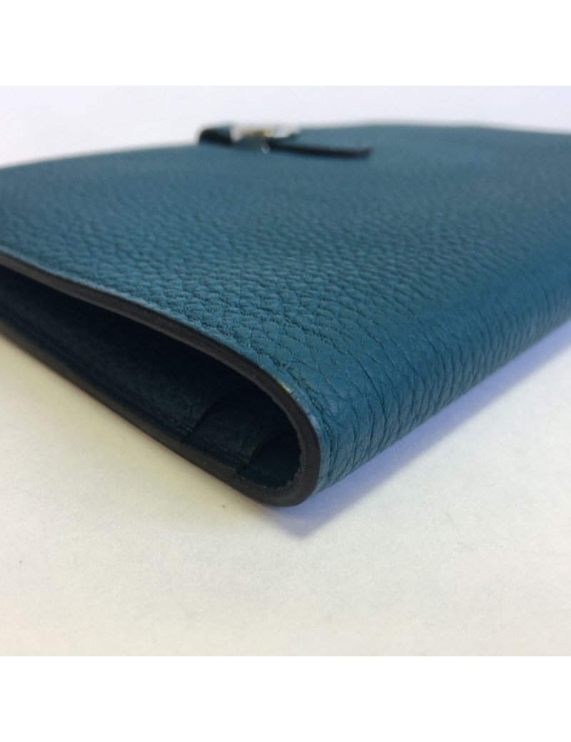 Portefeuille Dogon Duo HERMES en cuir togo colvert