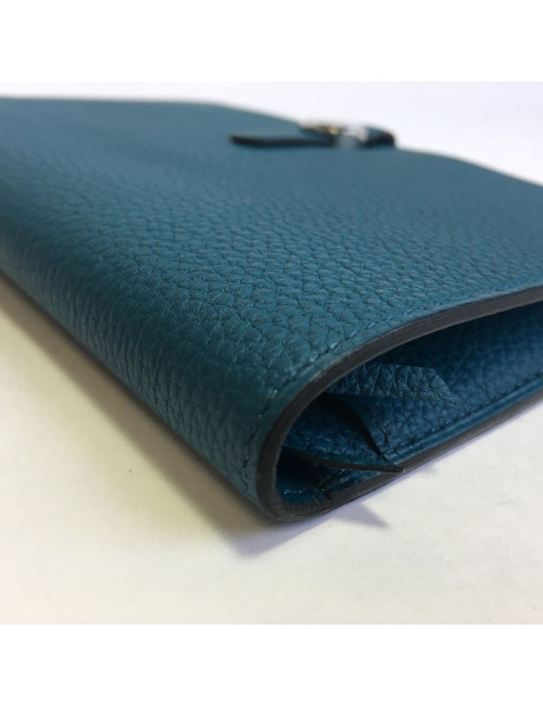  HERMES Dogon Duo wallet in green togo leather