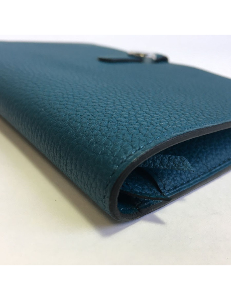 Portefeuille Dogon Duo HERMES en cuir togo colvert