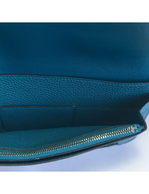  HERMES Dogon Duo wallet in green togo leather