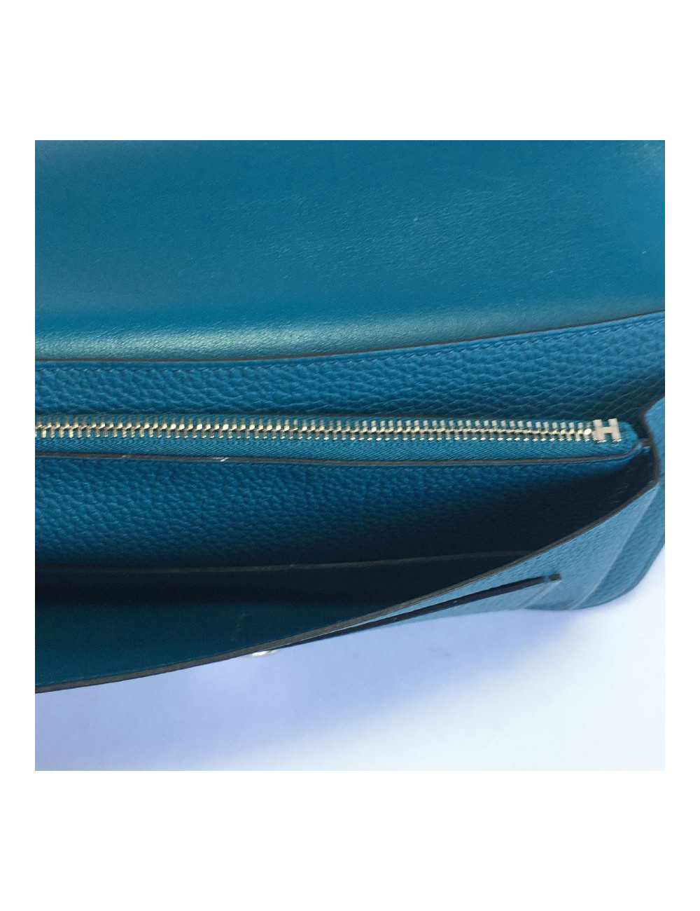 Portefeuille Dogon Duo HERMES en cuir togo colvert