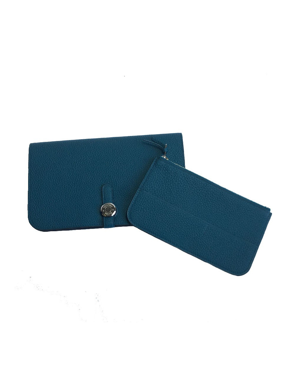  HERMES Dogon Duo wallet in green togo leather