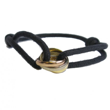 Bracelet CARTIER 'Trinity' cordon et anneaux 3 ors