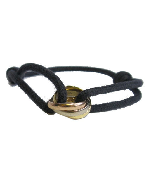 Bracelet CARTIER 'Trinity' cordon et anneaux 3 ors
