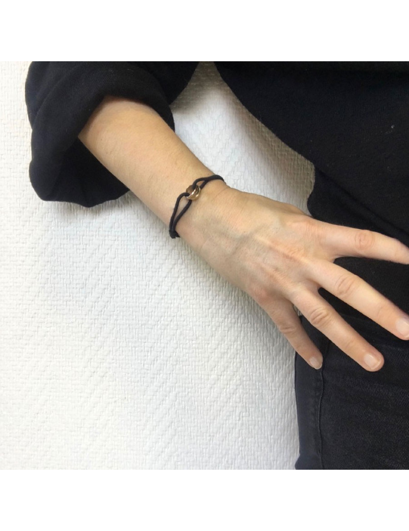 Bracelet CARTIER 'Trinity' cordon et anneaux 3 ors