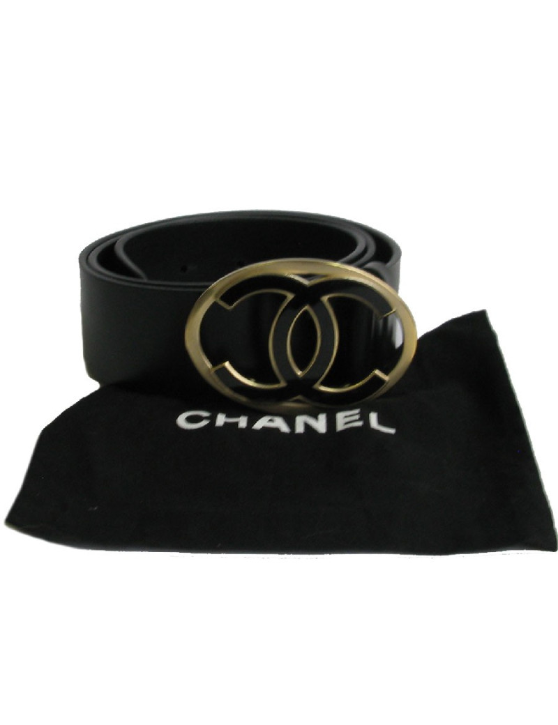 Ceinture CHANEL T 85 en cuir noir