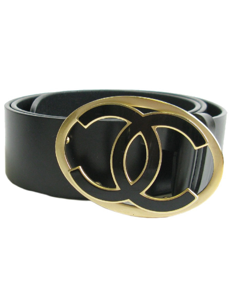 Ceinture CHANEL T 85 en cuir noir