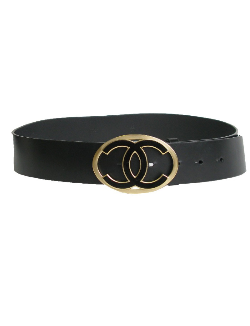 Ceinture CHANEL T 85 en cuir noir