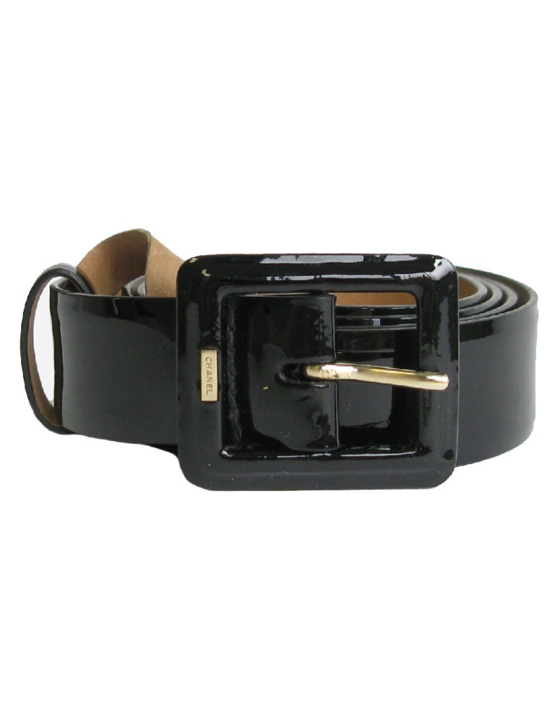 CHANEL belt in black patent leather size 85