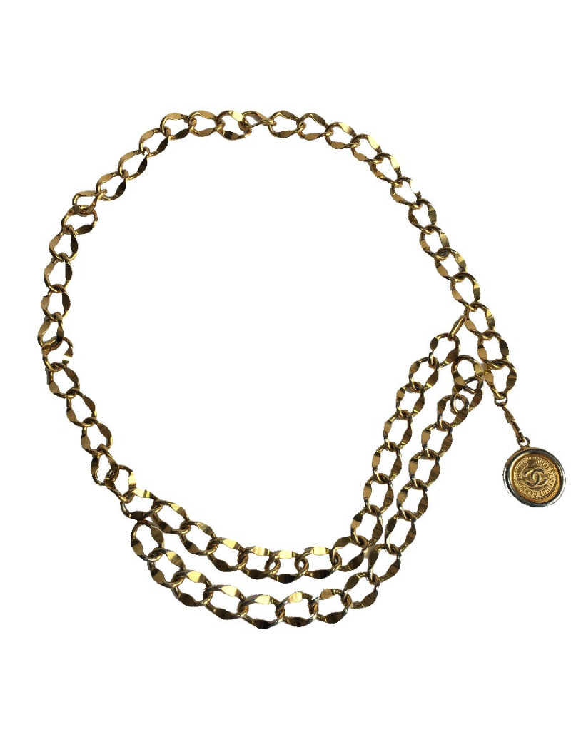 Ceinture CHANEL chaine à grosse maille dorée Vintage
