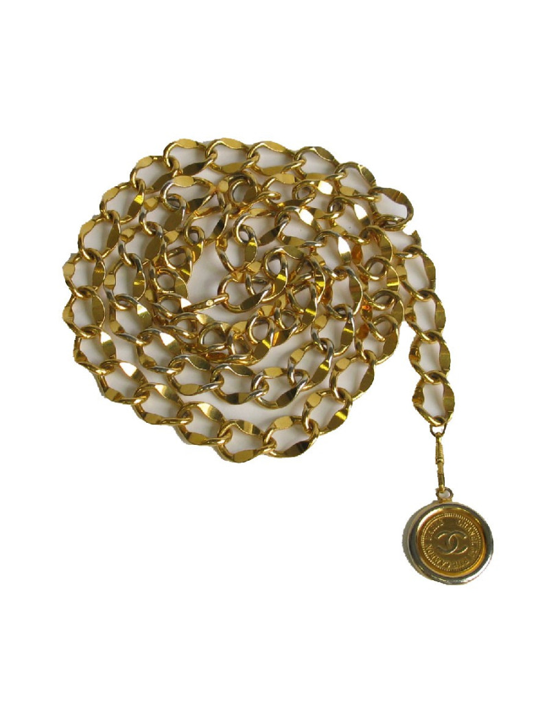 Ceinture CHANEL chaine à grosse maille dorée Vintage
