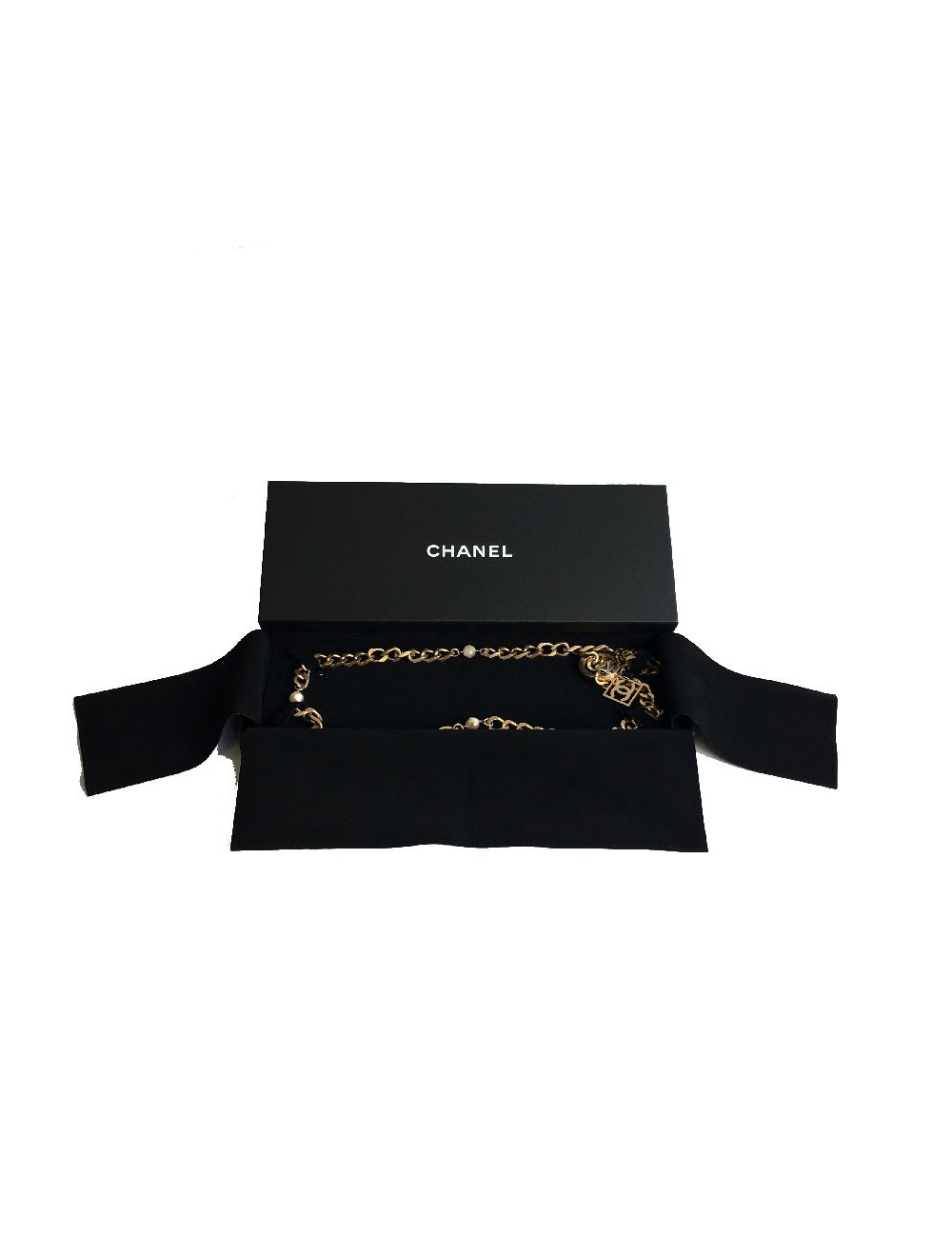 Sautoir CHANEL chaînes dorés et perles