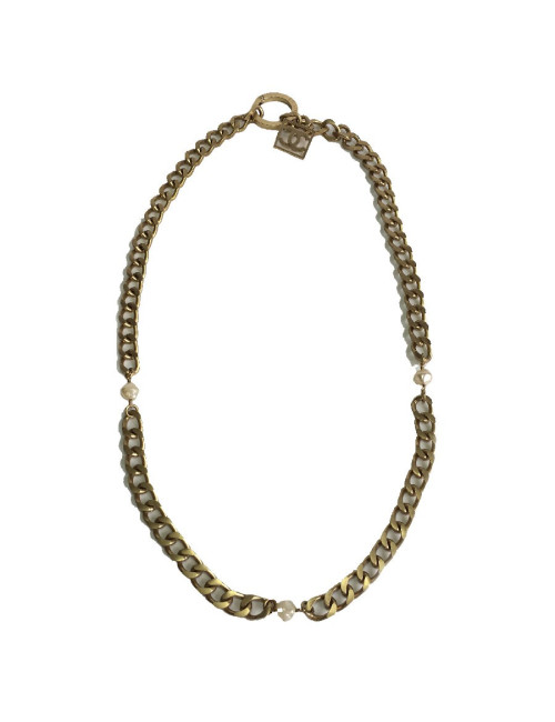 Ceinture sautoir CHANEL chaînes dorés et perles