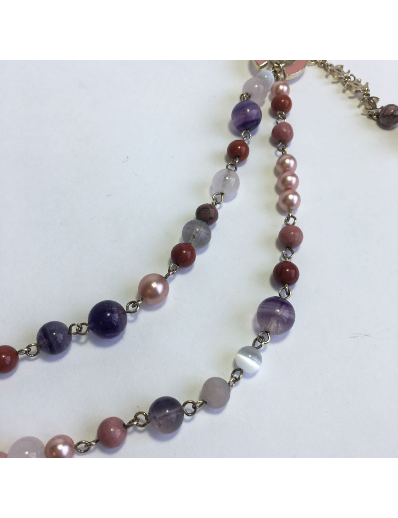 Ceinture-sautoir CHANEL en perles multicolores et CC