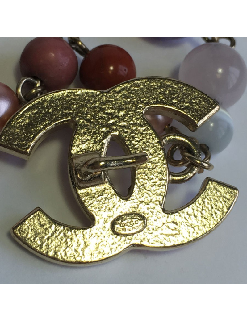 Ceinture-sautoir CHANEL en perles multicolores et CC