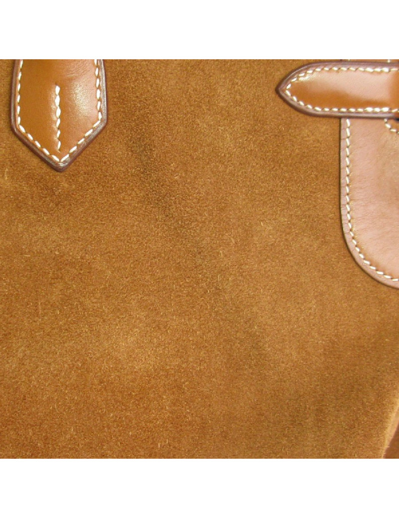 Birkin HERMÈS Grizzly 40 cuir barenia et veau doblis fauve