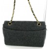CHANEL Mademoiselle bag in black leather and gray jersey