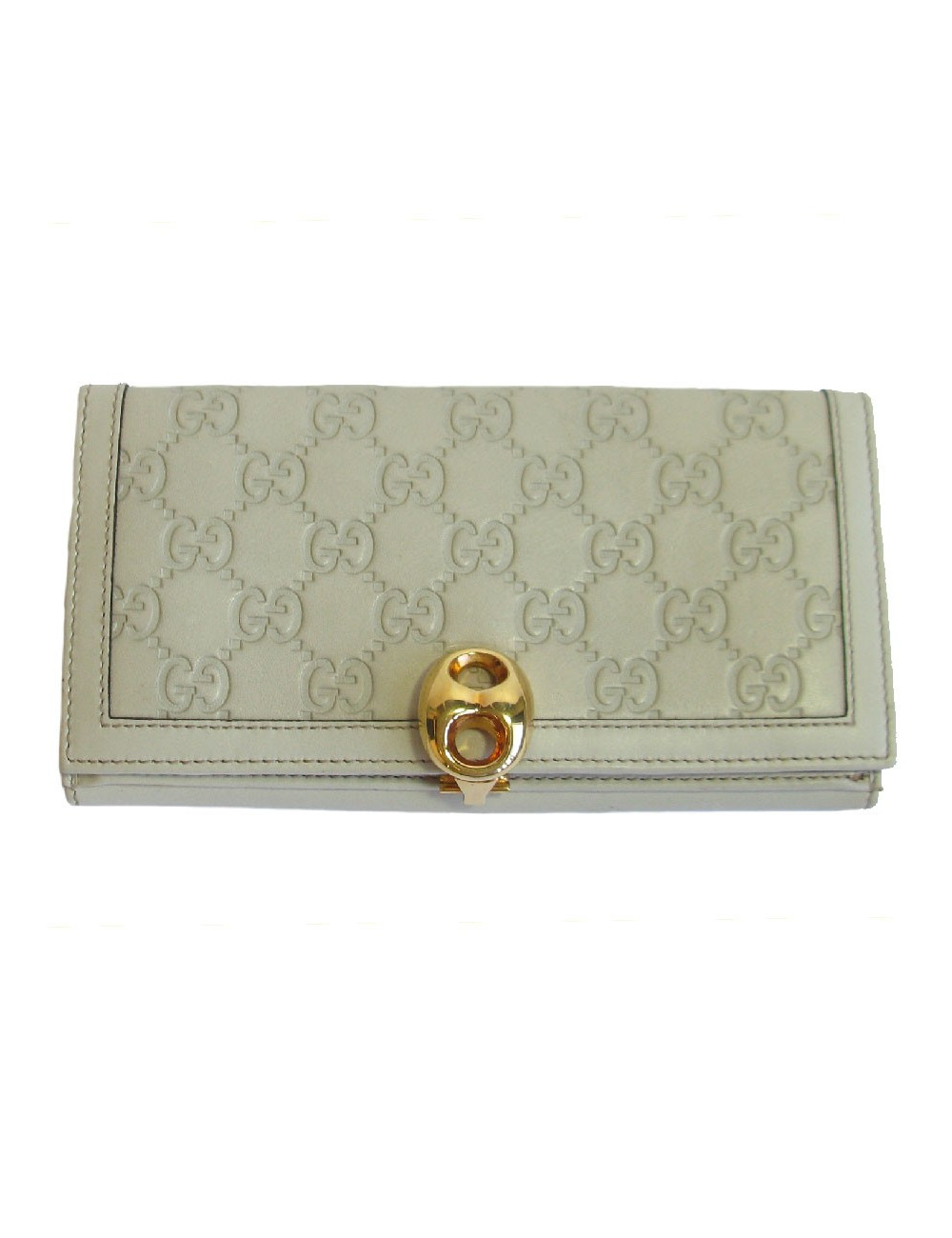 Portefeuille GUCCI cuir embossé GG beige