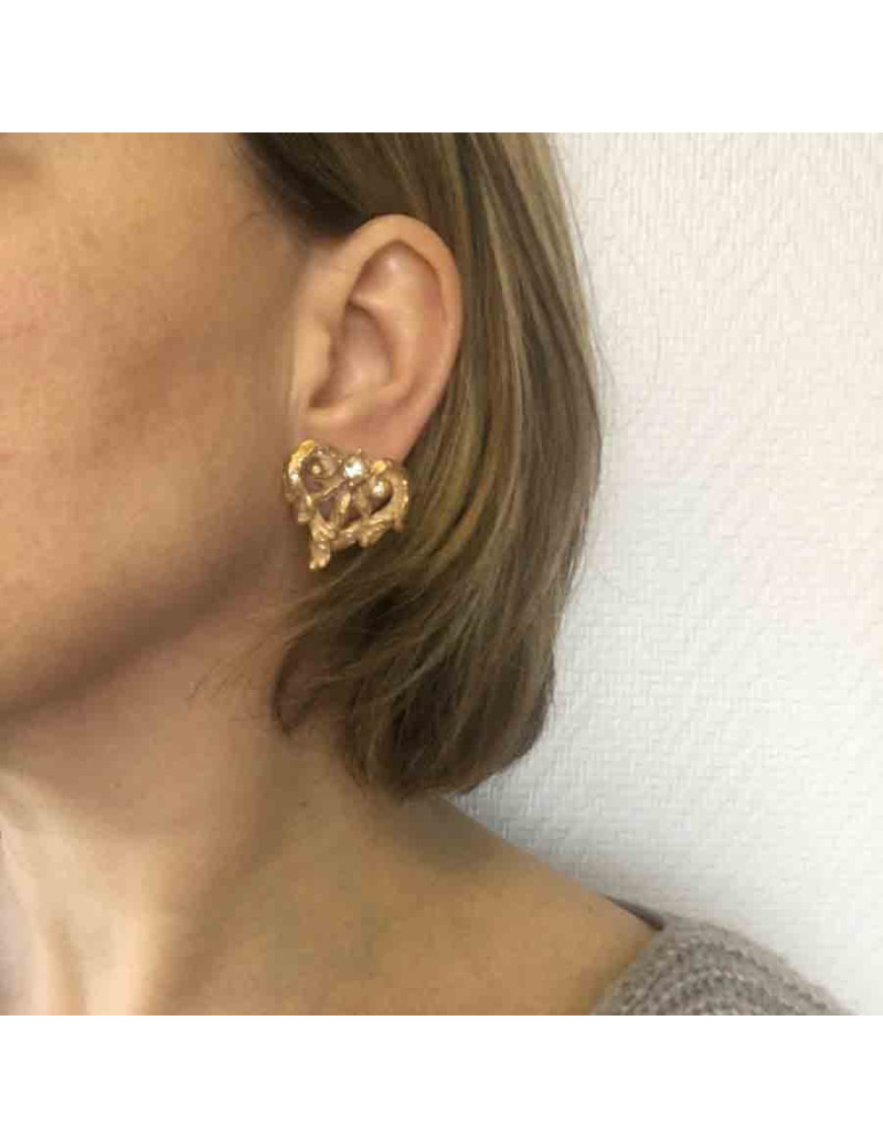 Boucles d'oreille clips CHRISTIAN LACROIX Vintage en métal doré