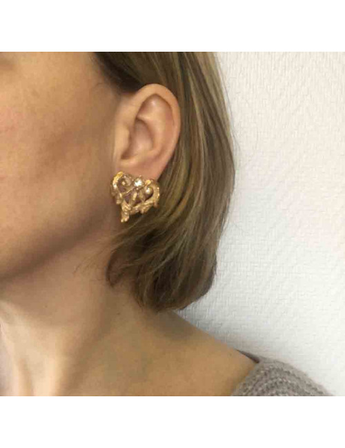 Boucles d'oreille clips CHRISTIAN LACROIX Vintage en métal doré