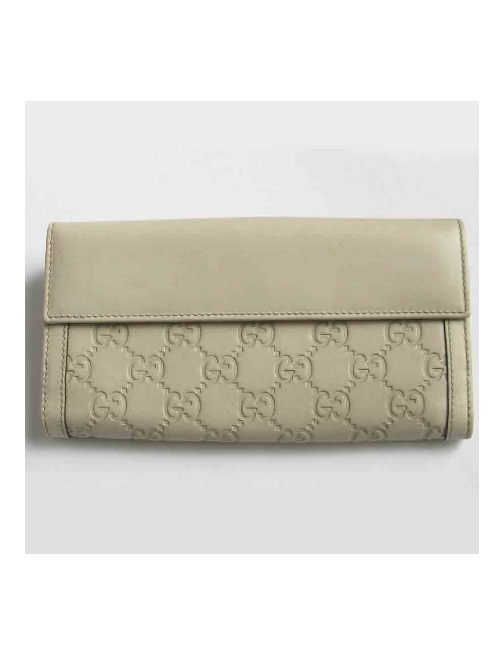 Portefeuille GUCCI cuir embossé GG beige