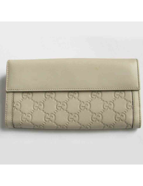 Portefeuille GUCCI cuir embossé GG beige