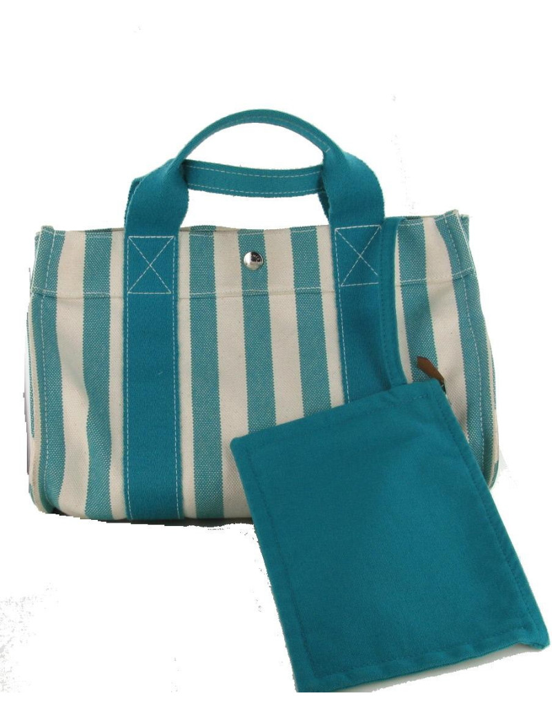 Sac HERMES à rayures bicolores