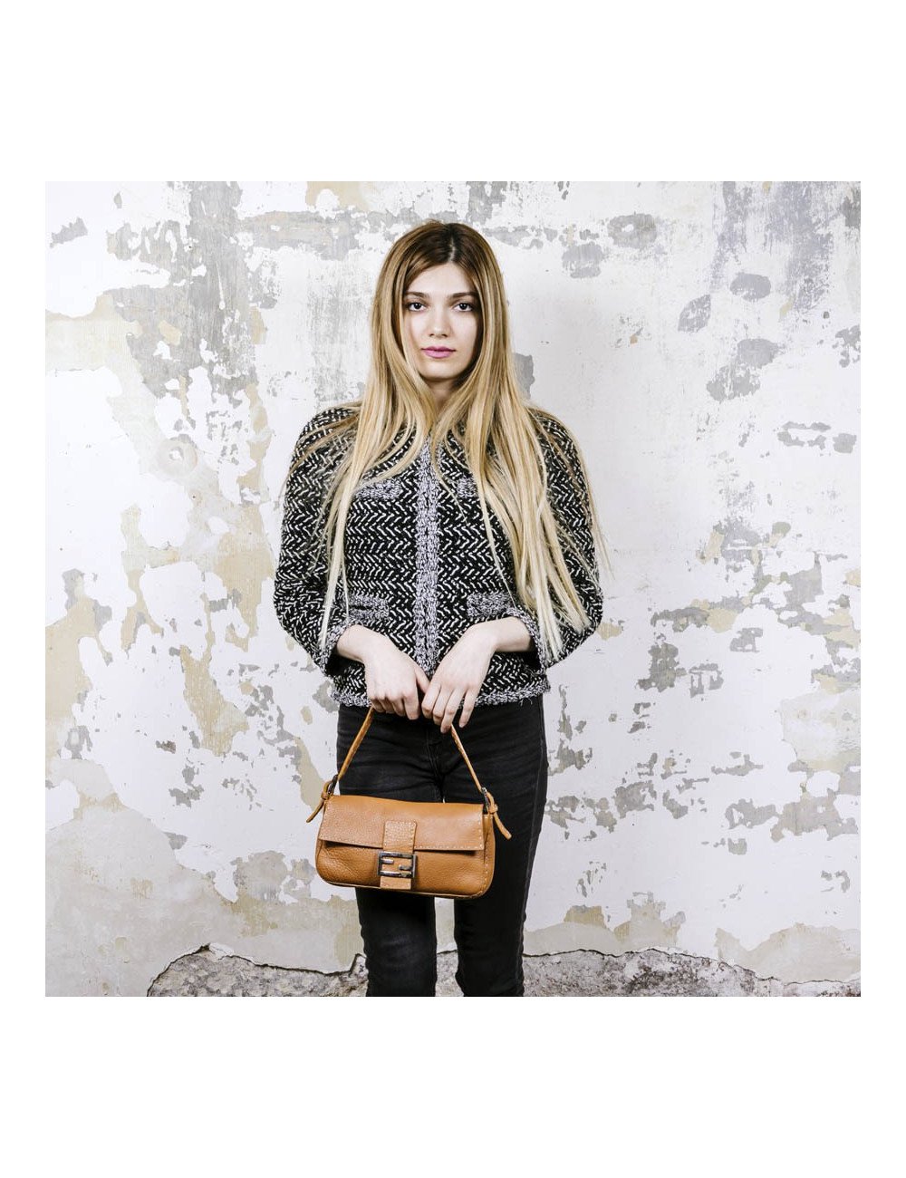 Sac baguette FENDI cuir taurillon gold