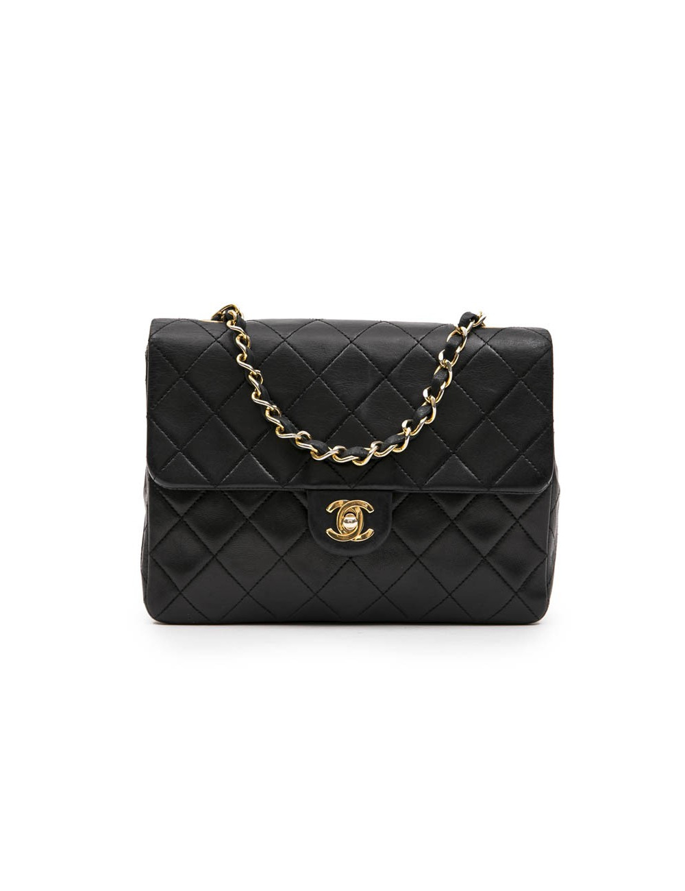 Sac CHANEL cuir d'agneau lisse noir 