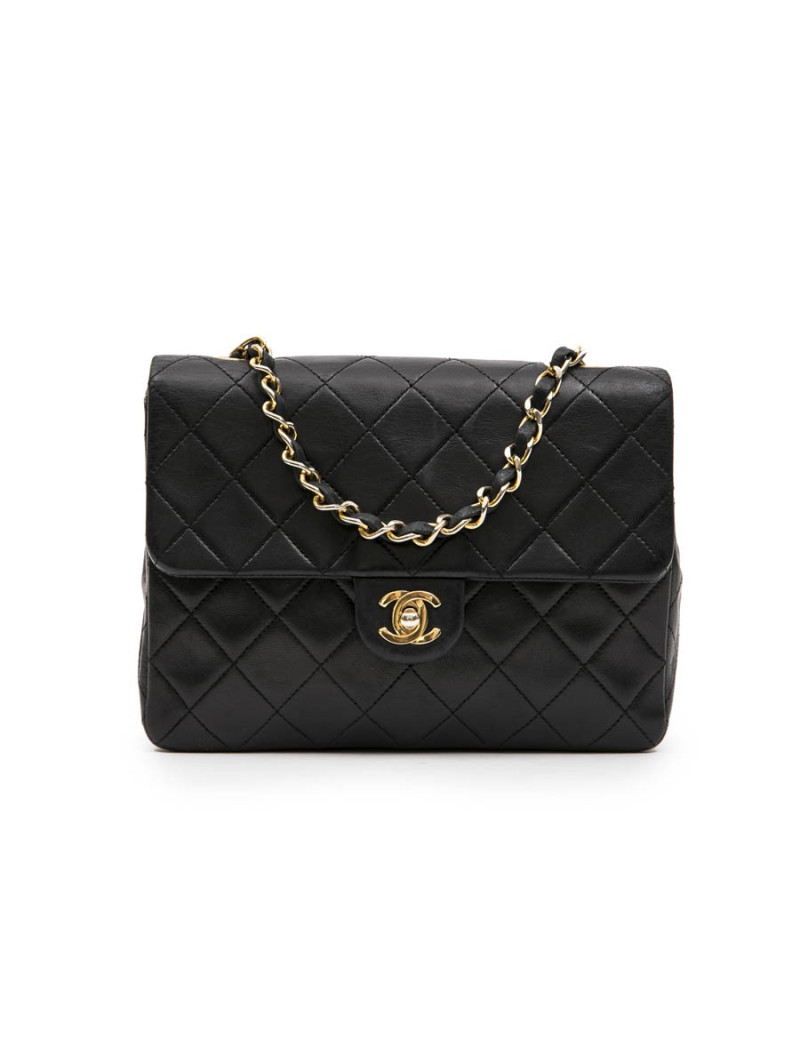 Sac CHANEL cuir d'agneau lisse noir 