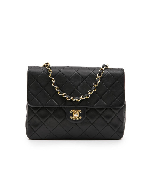 Sac CHANEL cuir d'agneau lisse noir 