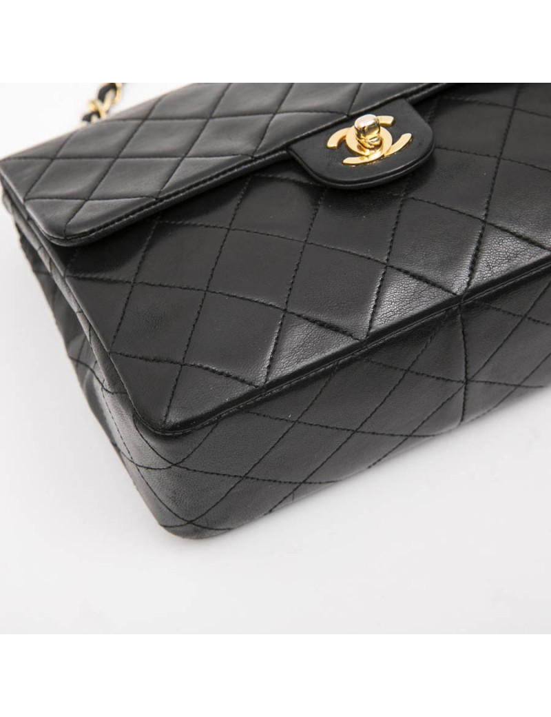 Sac CHANEL cuir d'agneau lisse noir 