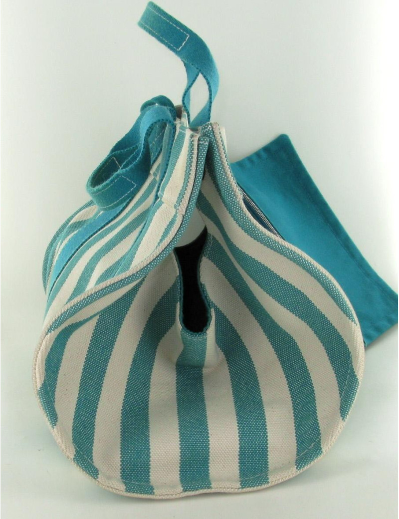 Sac HERMES à rayures bicolores