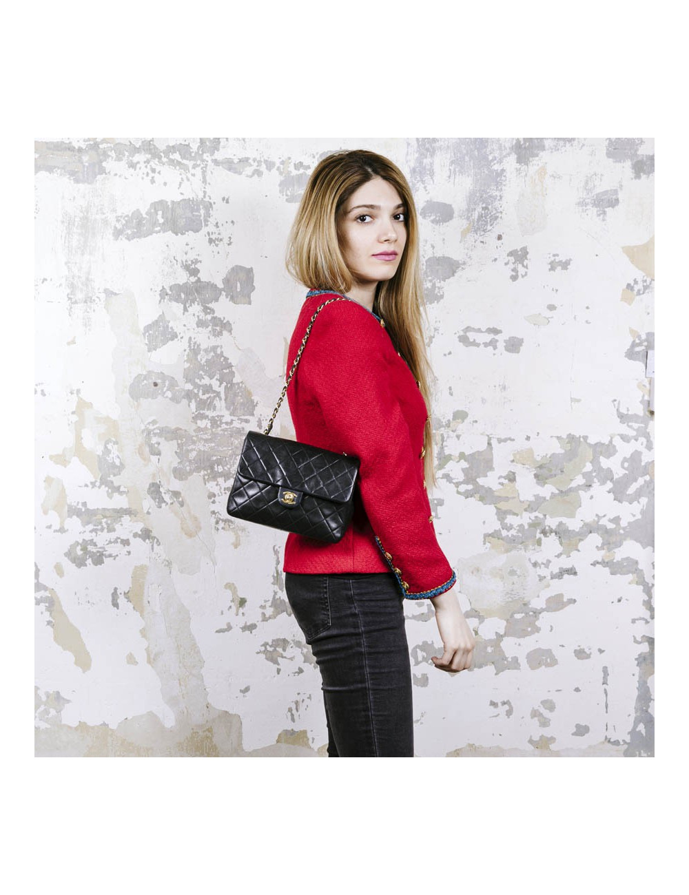 CHANEL vintage mini bag in black quilted lambskin leather