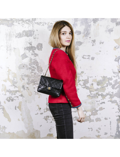 CHANEL vintage mini bag in black quilted lambskin leather