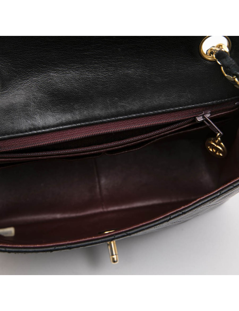 Sac CHANEL cuir d'agneau lisse noir 
